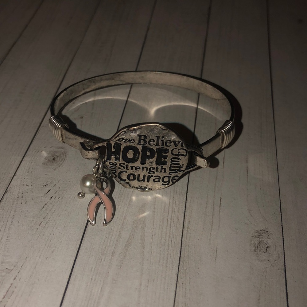 Silver Breast Cancer Awareness Bracelet